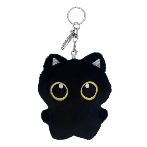 2pc black cat key pendant - black,