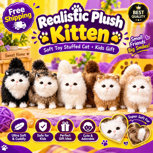 Realistic plush kitten soft - realistic,