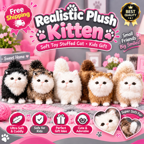 Realistic plush kitten soft - kitten,