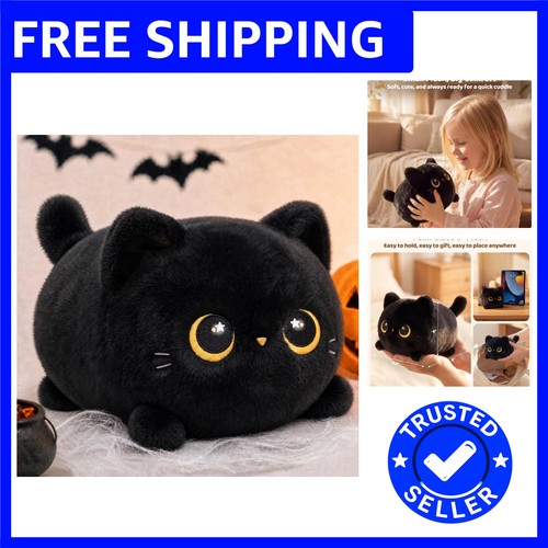 Ultra soft black cat plush - black,