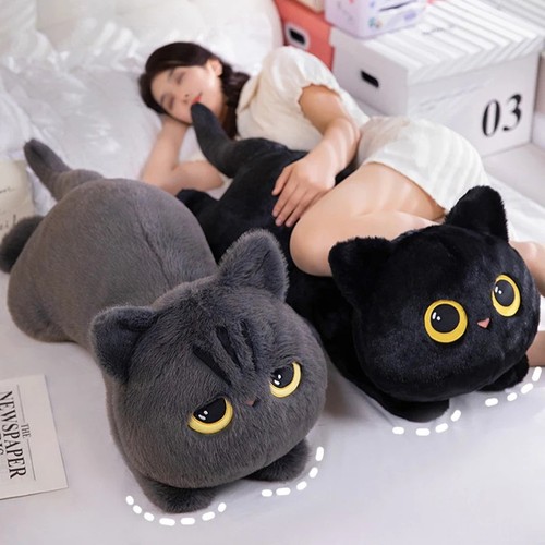 Black cat plush toy - black,