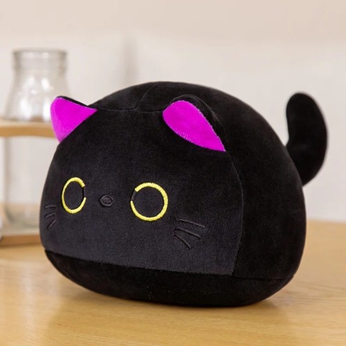 Black cat plush pillow - black,